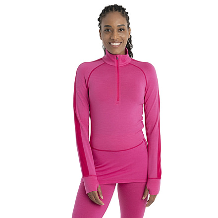 Icebreaker 260 ZoneKnit Long Sleeve Half Zip Thermal Top - Womens, Tempo/Electron Pink/Cb, Extra Small, IB0A56HI858XS