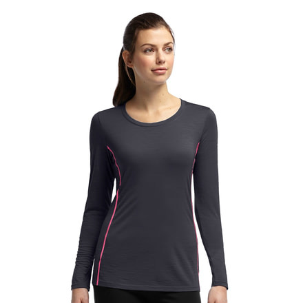 Icebreaker Aero Long Sleeve Crewe - Women's-Panther/Shocking-X-Large