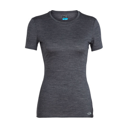 Icebreaker Amplify Short Sleeve Low Crew, Womens, Panther Hthr, Medium, 104765001M