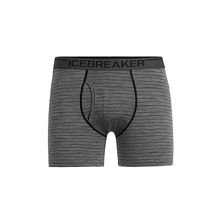 Icebreaker Anatomica Boxers w Fly - Mens, Gritstone HTHR Stripe, Small, 103030013S