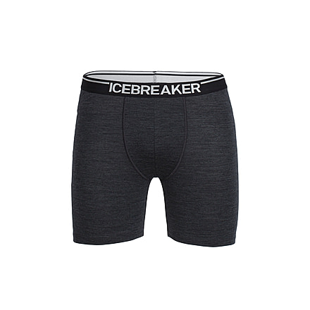 Icebreaker Anatomica Long Boxers, Mens, Jet Hthr/Black, Medium, 103055005M