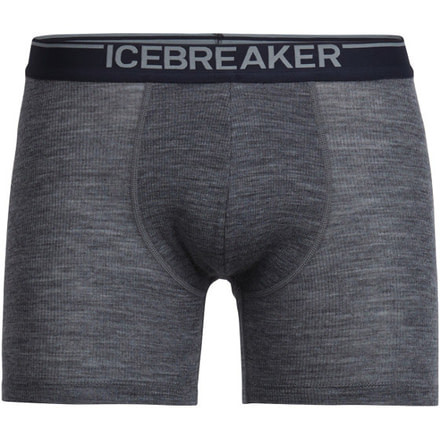 Icebreaker Anatomica Rib Boxer with Fly - Men's -Gritstone Heather/Stealth-Medium