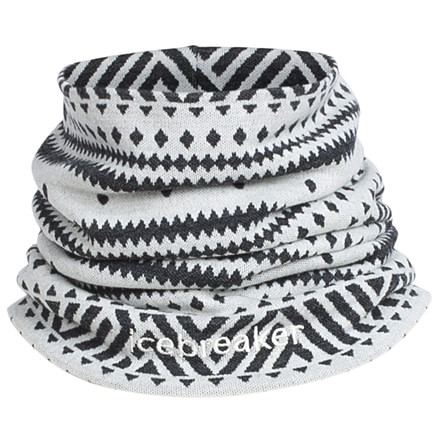 Icebreaker Apex Chute Icon Fairisle Neck Gaiter - Unisex-Snow/Jet Heather