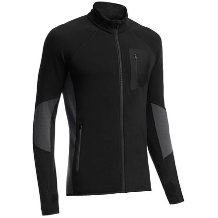 Icebreaker Atom Long Sleeve Zip - Mens-Black/Monsoon-Large