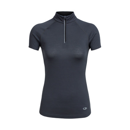 Icebreaker Comet Lite Short Sleeve Half Zip, Monsoon/Black, L, 103635002L
