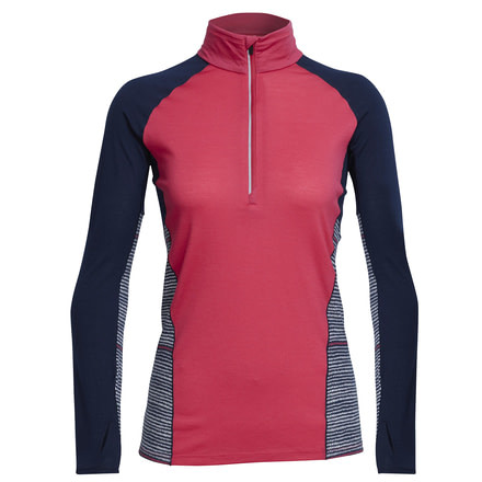 Icebreaker Comet Long Sleeve Half Zip Impulse - Women's-Pop Pink/Admiral-Large