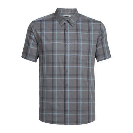 Icebreaker Compass Short Sleeve Shirt, Metal/Monsoon/Plaid, S, 103611002S