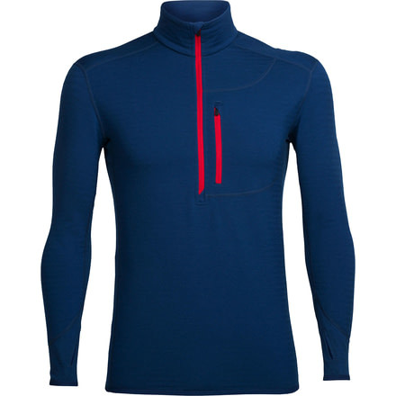 Icebreaker Descender Long Sleeve Half Zip - Men's-Largo/Rocket-X-Large