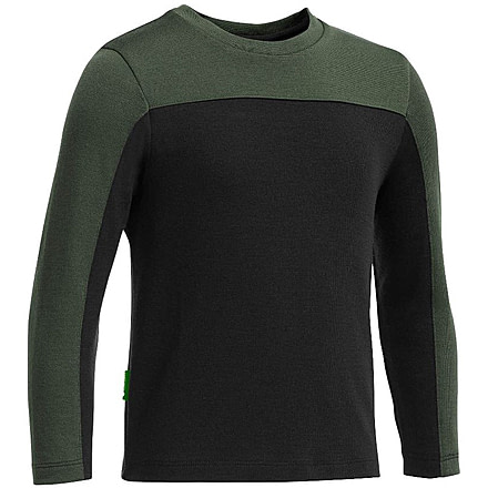 Icebreaker Fervor Long Sleeve Crew - Boys-Black/Conifer-6