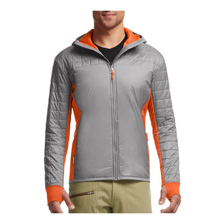 Helix Long Sleeve Zip Hood - Mens-Fossil/Spark-Large