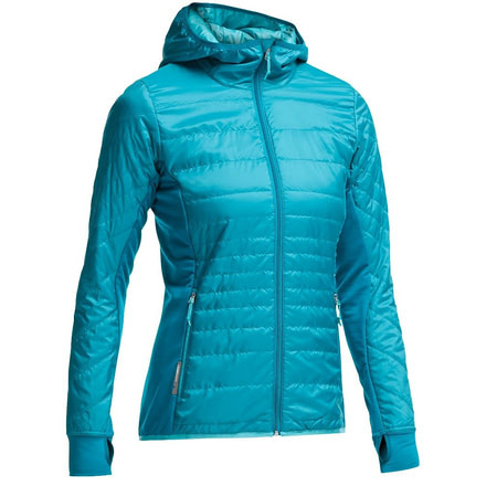 Icebreaker Helix Long Sleeve Zip Hood - Womens-Alpine/Aquamarine-Large