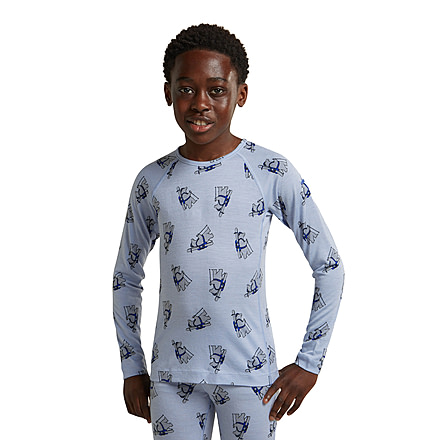 Icebreaker Bear Tour AOP Merino 200 Oasis Long Sleeve Crewe Thermal Top - Kids