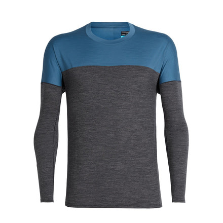 Icebreaker Kinetica Long Sleeve Crewe - Mens, Midnight Navy Hthr/Thunder, Medium, 104585401M