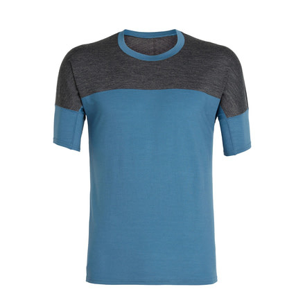 Icebreaker Kinetica Short Sleeve Crewe - Mens, Thunder/Midnight Navy Hthr/Reflective, L, 104582401L