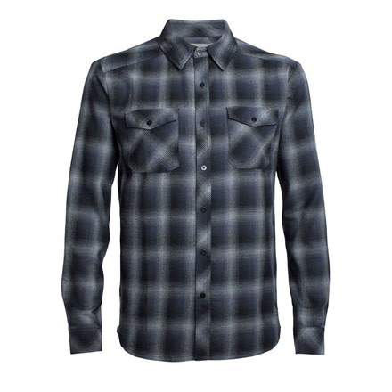 Icebreaker Lodge Long Sleeve Flannel Shirt - Men's-Metro Heather/Stealth/Black-Medium