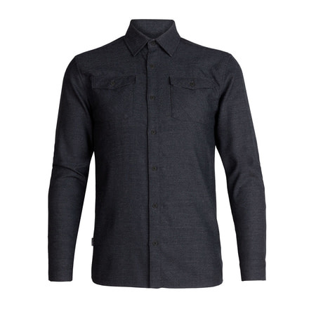 Icebreaker Lodge Long Sleeve Flannel Shirt - Mens, Black/Gritstone Heather/Twill, Extra Large, 104478-001-XL