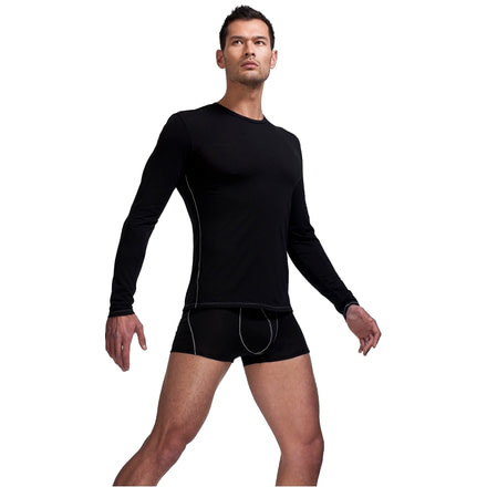 Icebreaker Long Sleeve Crewe Undergarment Clearance - Men's-Black/Mineral-Small