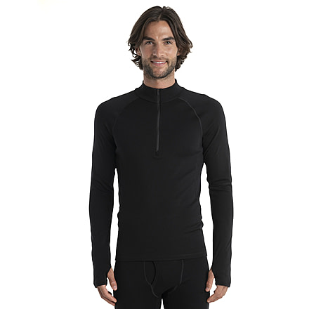 Icebreaker Men 300 MerinoFine Polar LS Half Zip, Black, L, IBBA56Q9001L