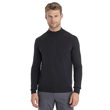 Icebreaker Men MerinoFine Luxe LS Half Zip Sweater, Black, XL, IBBA56S4001XL