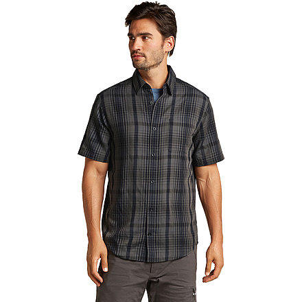 Icebreaker Merino 125 Cool-Lite Steveston SS Shirt Plaid - Mens, Obsidian/Black, Large, IB0A579W0GDL