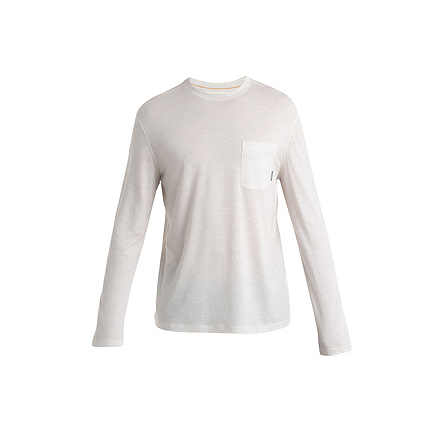 Icebreaker Merino 150 Tech Lite III LS Relaxed Pocket Tee - Mens, Ecru Heather, Extra Large, IB0A56WG116XL