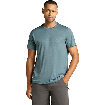Icebreaker Merino 150 Tech Lite SS T-Shirt Single Line Camp - Mens, Blue Ash, Small, IB0A573X0A5S