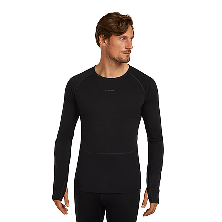 Icebreaker Merino 200 ZoneKnit Long Sleeve Crew Thermal Top - Mens, Black, Extra Large, IB0A579O001XL