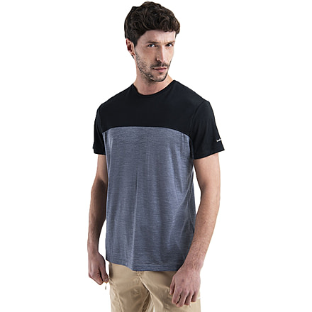Icebreaker Merino Blend 125 Cool-Lite Sphere SS T-Shirt Colour Block - Mens, Graphite Hthr/Black/CB, Medium, IB0A56X3C91M
