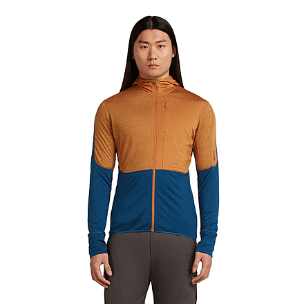 Icebreaker Merino Blend 200 RealFleece Descender Long Sleeve Zip Hoodie - Mens, Trail/Atlantis/CB, Medium, IBBA56VZ0J5M