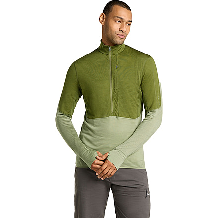 Icebreaker Merino Blend 200 RealFleece Descender LS Half Zip Hoodie - Men's, Sphagnum/Lichen/CB, 2XL, IBBA56VY0GBXXL