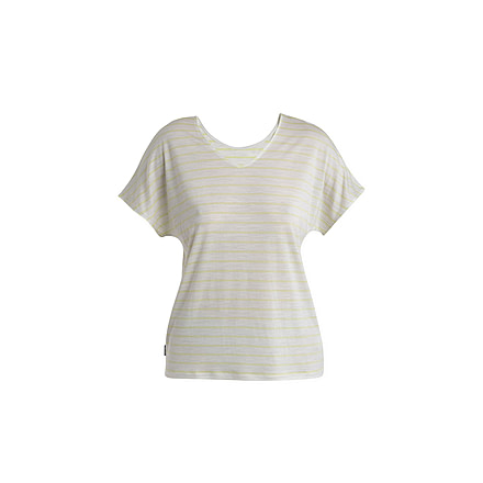 Icebreaker Merino Drayden Reversible SS Top Stripe - Womens, Ecru Heather/Glazen/S, Large, IB0A56ZWB78L
