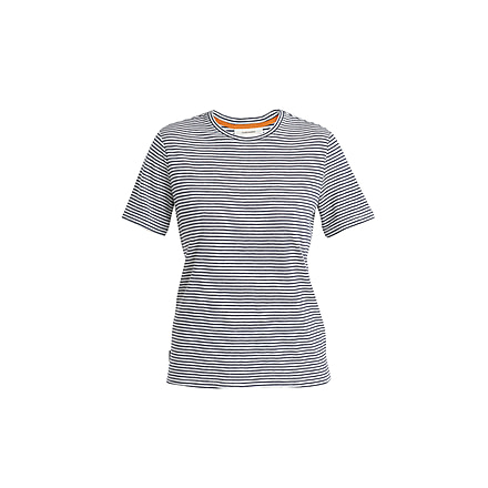 Icebreaker Merino Linen SS Tee Stripe - Womens, Snow/Midnight Navy/S, Small, IB0A56ZYA78S