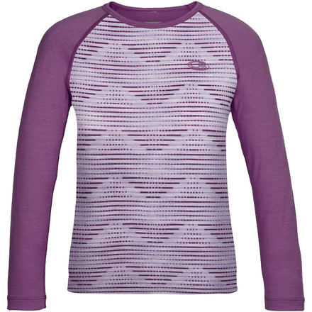 Icebreaker Oasis Long Sleeve Crew Diamond Line - Kids'-Silk Heather/Eggplant-4