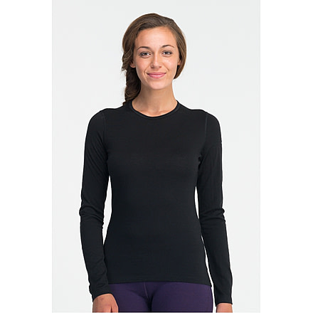 Icebreaker Oasis Long Sleeve Crew Top - Women's-Black-X-Large