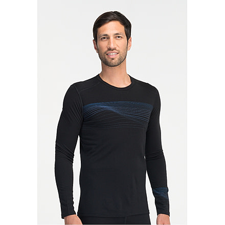 Icebreaker Oasis Long Sleeve Crewe Surge Top - Men's-Black-Large