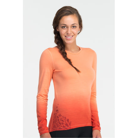 Icebreaker Oasis Long Sleeve Flourish Crewe Top - Women's-Metro/Black-Large