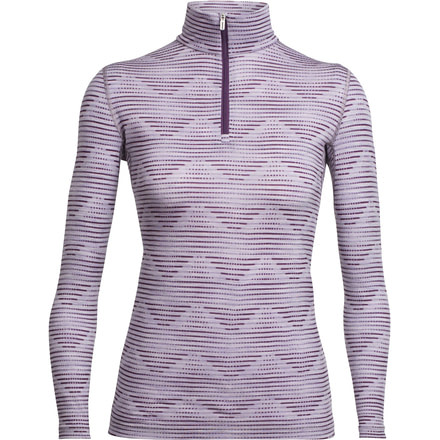 Icebreaker Oasis Long Sleeve Half Zip Diamond Line - Women's-Silk Heather/Eggplant-Medium