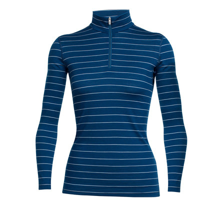 Icebreaker Oasis Long Sleeve Half Zip Top - Womens-Largo/Ice Blue/Stripe-Small