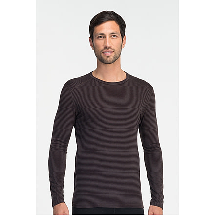 Icebreaker Oasis Long Sleeve Striped Crew Top - Men's-Walnut Overdye-Large