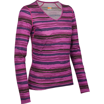 Icebreaker Oasis Long Sleeve V Shoreline Top - Women's-Magenta-Large