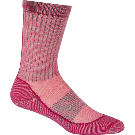 Icebreaker Outdoor Mid Crew Sock - Women's-Cherub/Silver/Ruby-Large