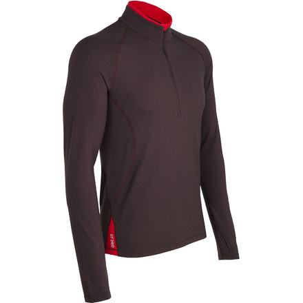 Icebreaker Pursuit Long Sleeve Half Zip - Men's-Walnut/Rocket-Large