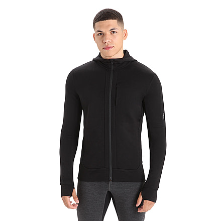 Icebreaker Quantum III Long Sleeve Zip Hoodie - Mens, Black, Large, IB0A59JX001L