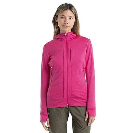 Icebreaker Quantum III Long Sleeve Zip Hoodie - Womens, Tempo/Electron Pink/Cb, Medium, IB0A59JW858M
