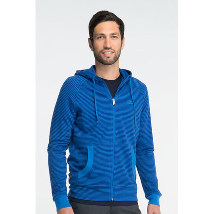 Icebreaker Quattro Long Sleeve Zip Hood Stripe Clearance - Men's-Cadet-X-Large