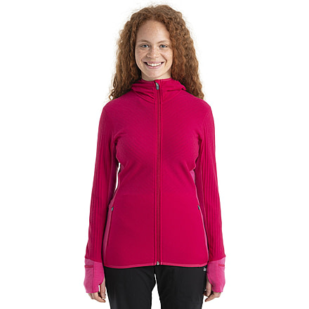 Icebreaker RealFleece Descender Long Sleeve Zip Hood Jacket - Womens, Electron Pink/Tempo, Medium, IB104491933M