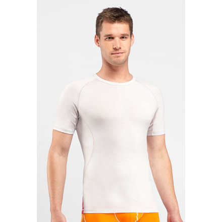 Icebreaker Relay Short Sleeve Crewe - Men's-Ivory/Rocket-Small