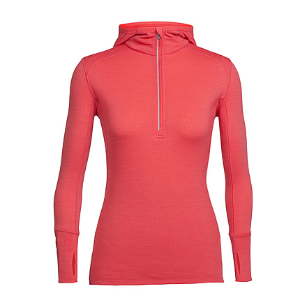 Icebreaker Rush Long Sleeve Half Zip Hood, Poppy Red, L, 103815602L