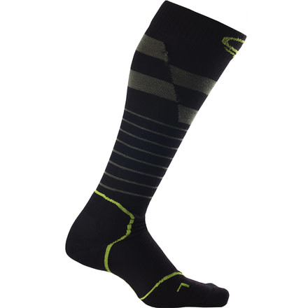 Icebreaker Ski+ Lite Over The Calf Cornet Sock - Men's-Black/Cargo/Grasshopper-Medium
