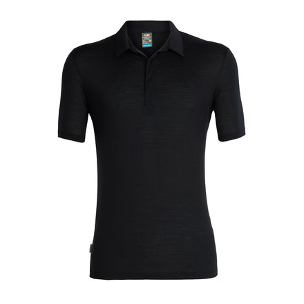 Icebreaker Solace Short Sleeve Polo - Mens, Black, Extra Large, 104594001XL